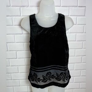Made for Impulse Black Velvet & Sheer Floral Tank Top with Bow Back - Size XS